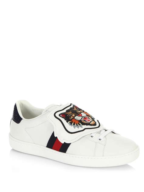 gucci white lion shoes|white gucci shoes sale.